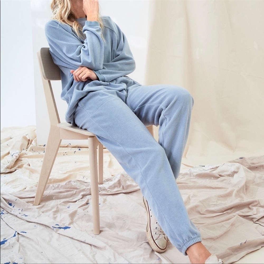 VELOUR OVERSIZED CREWNECK SWEATSHIRT JOGGER SWEATSUIT - AERIE